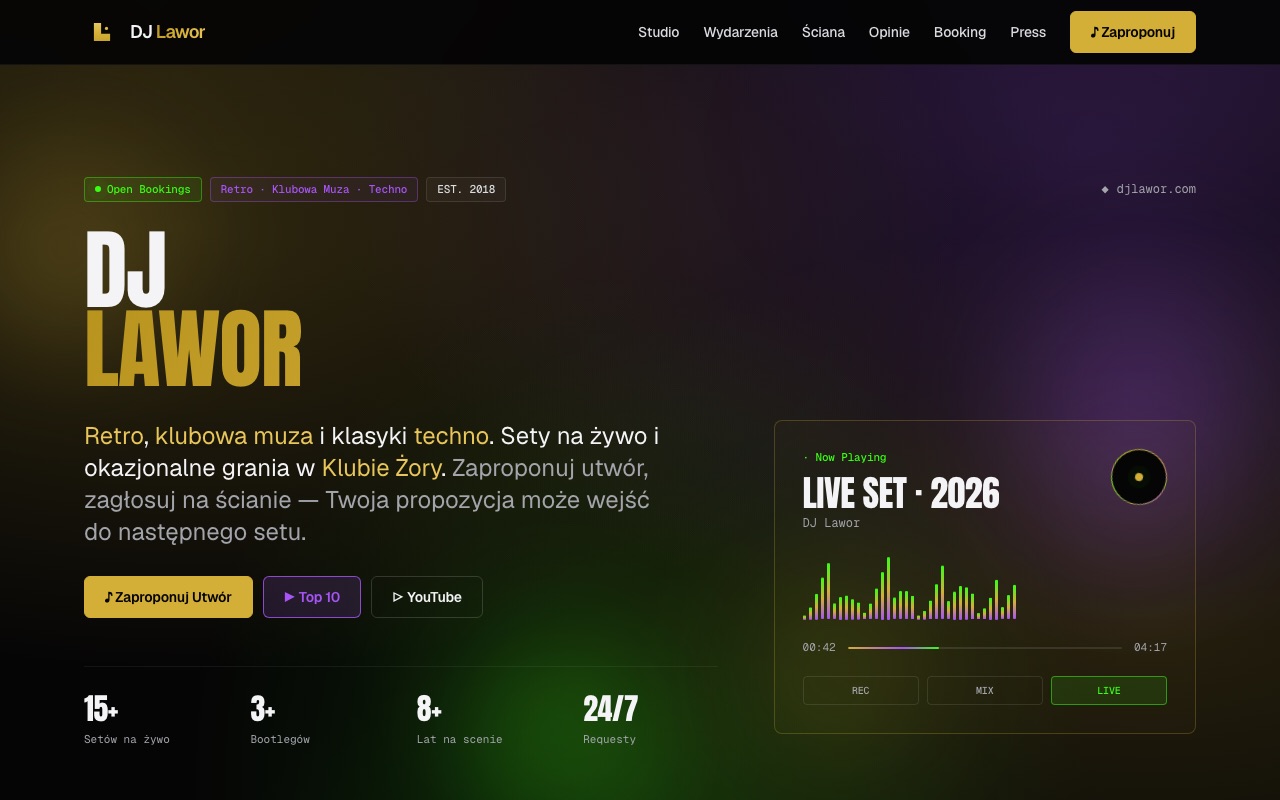 Screenshot der Website DJ Lawor