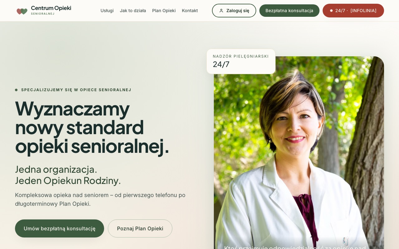 Screenshot der Website Centrum Opieki Senioralnej
