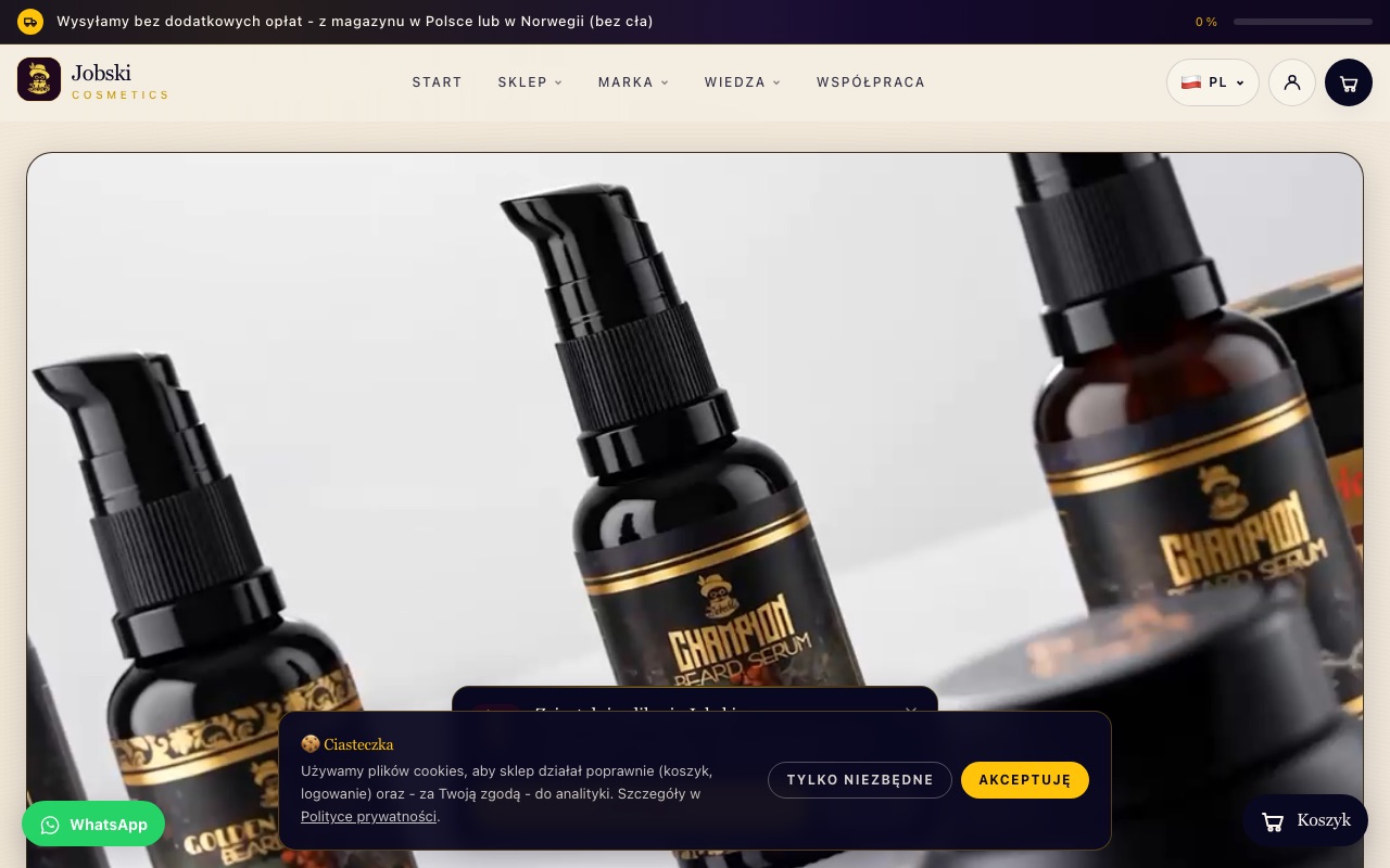 Screenshot der Website Jobski Cosmetics