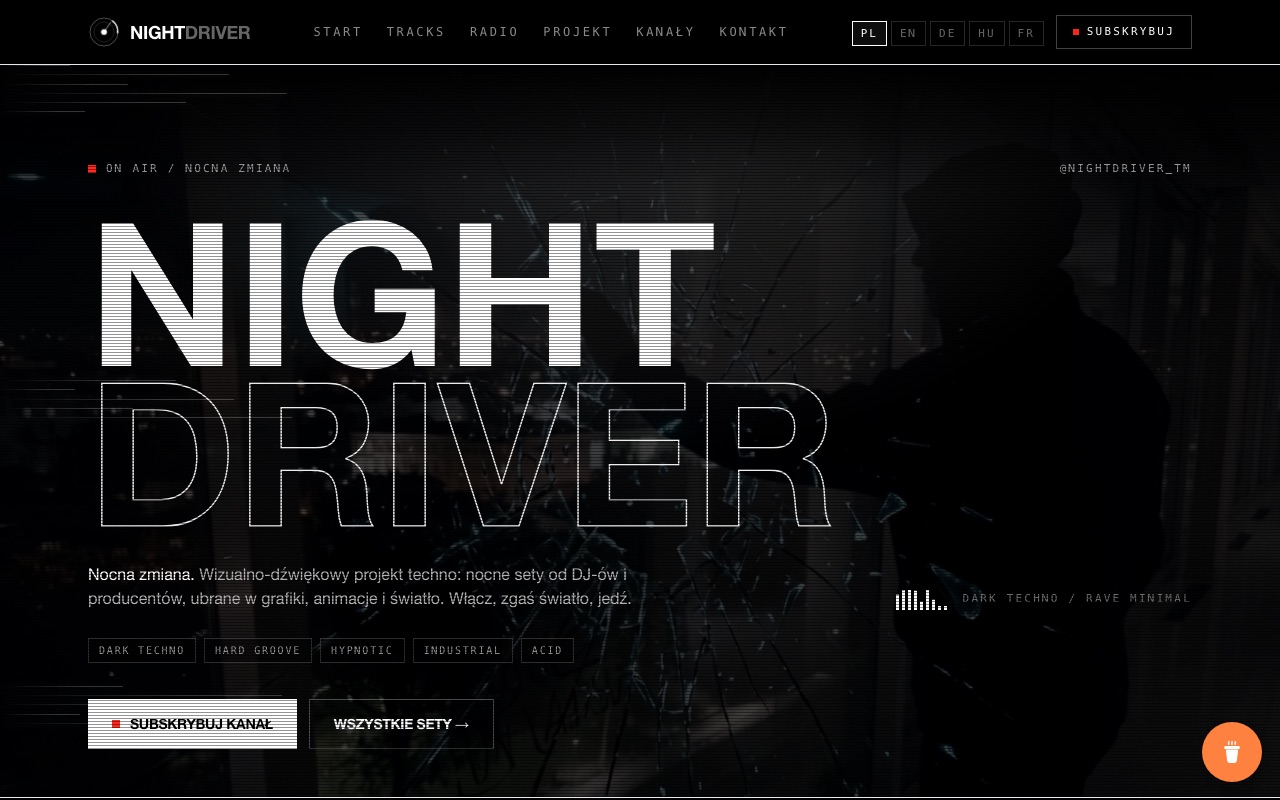 Screenshot der Website NIGHTDRIVER