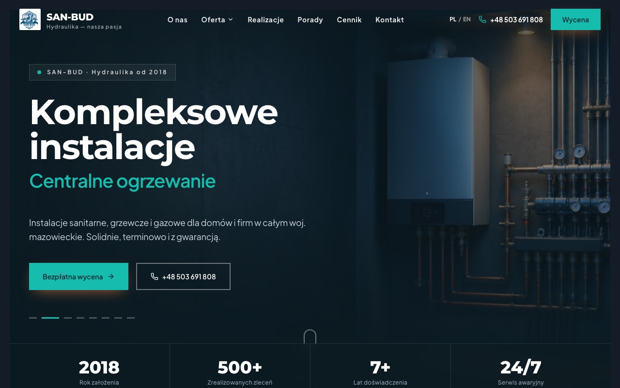 Screenshot der Website SanBud