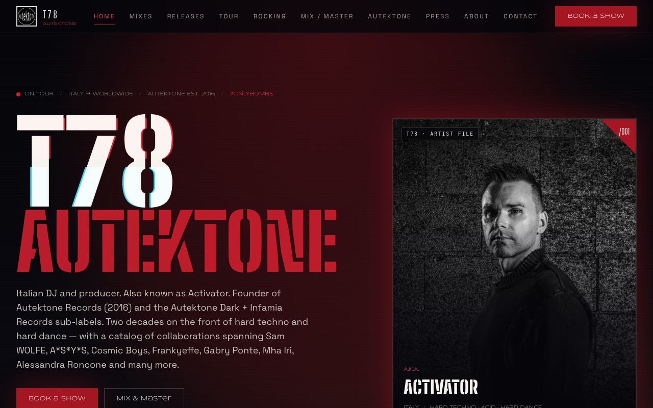 Screenshot der Website T78 · Autektone
